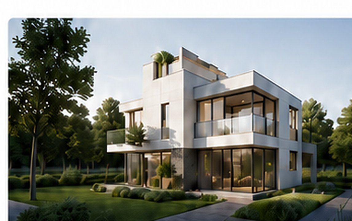 Modernes Einfamilienhaus in grüner Umgebung