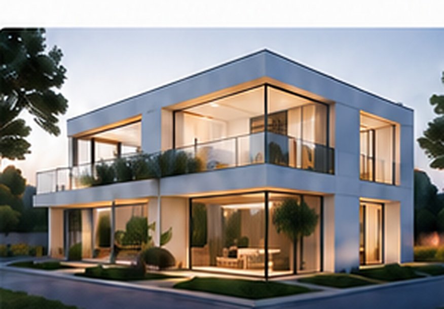 Modernes Wohnhaus am Abend